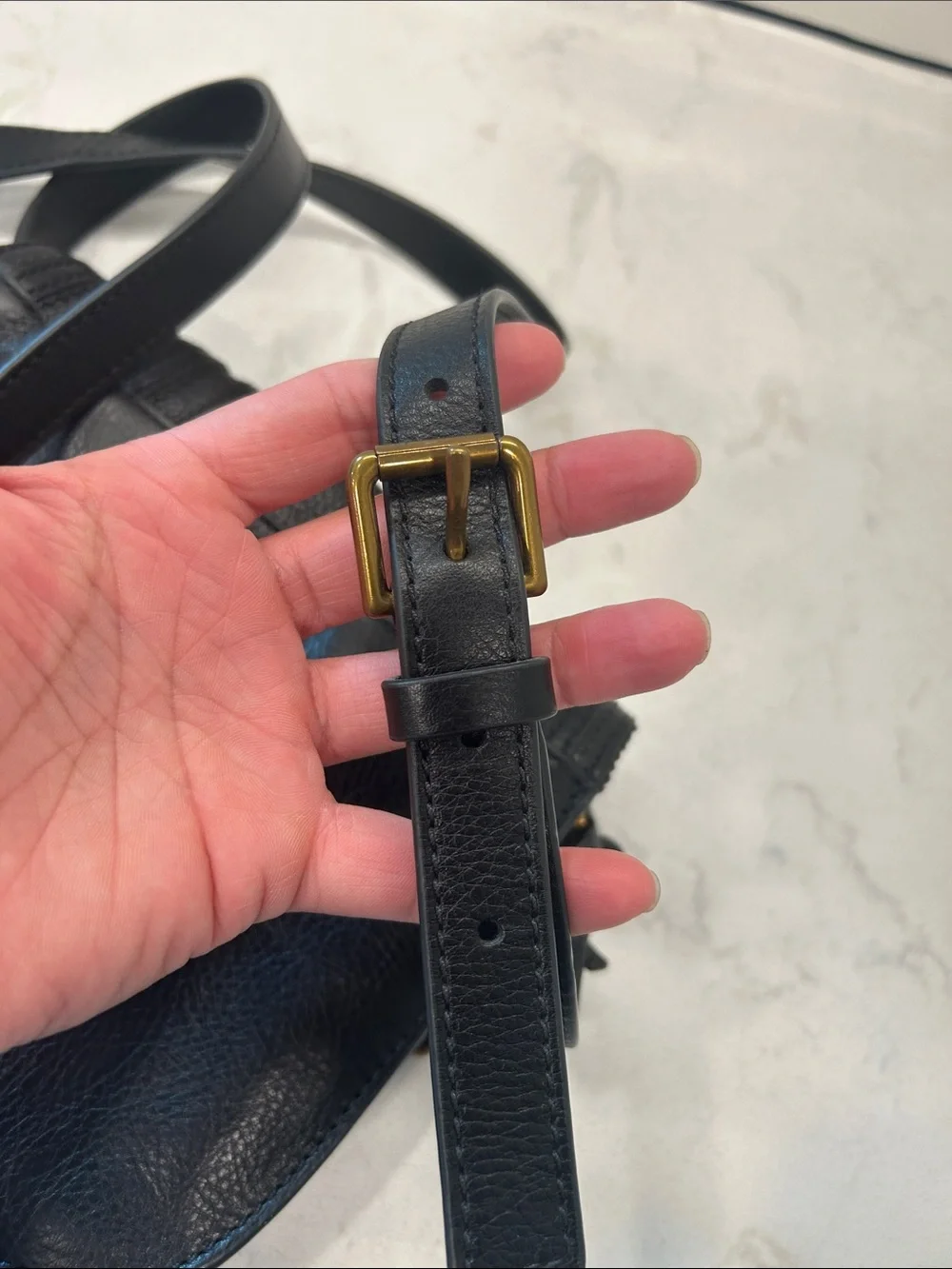 Fossil Emi Leather Tassel Crossbody Black Saddle Bag